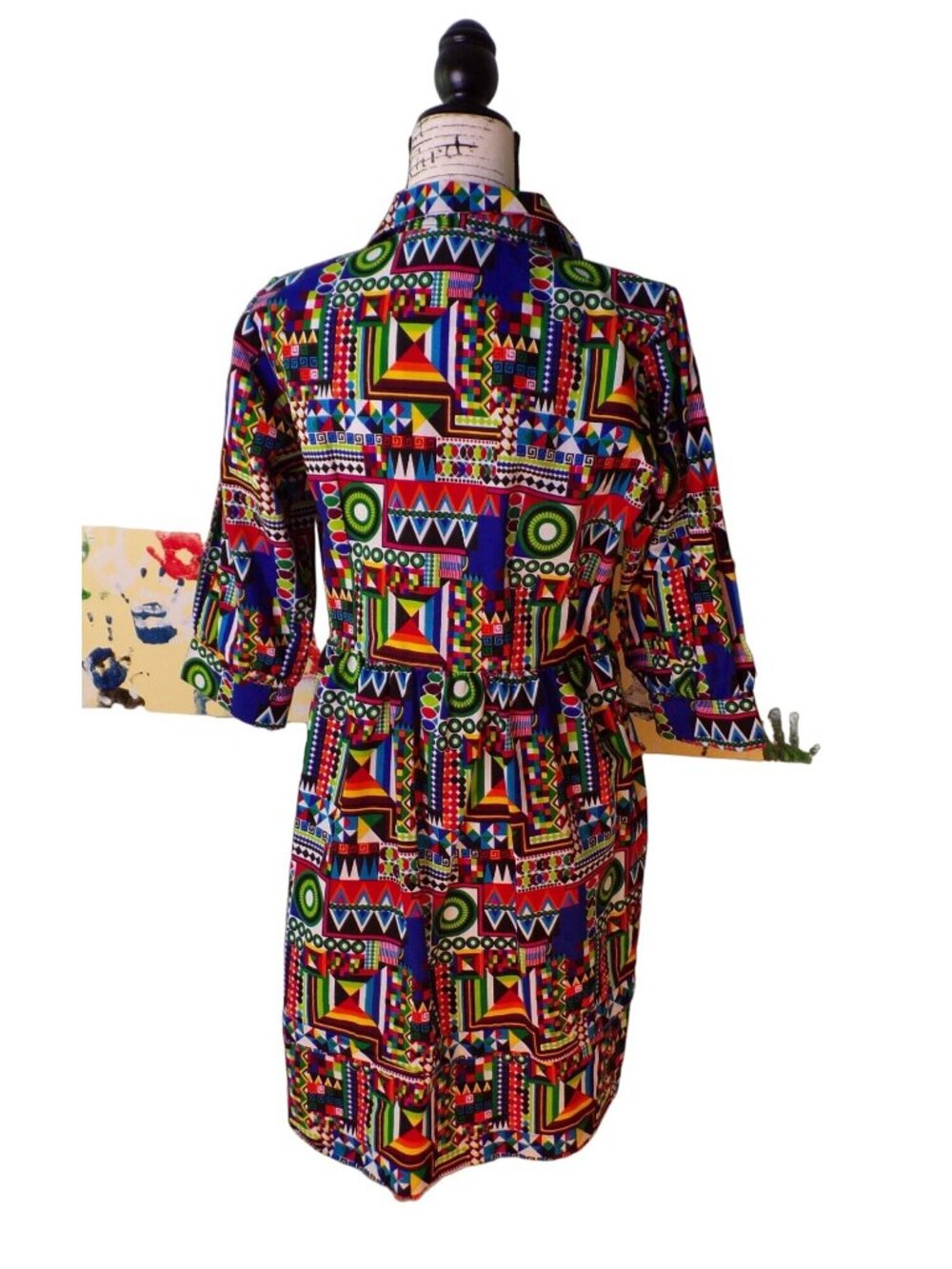 🆕 The Oula Company Geometric Print Cotton Dress Small - Picture 10 of 12